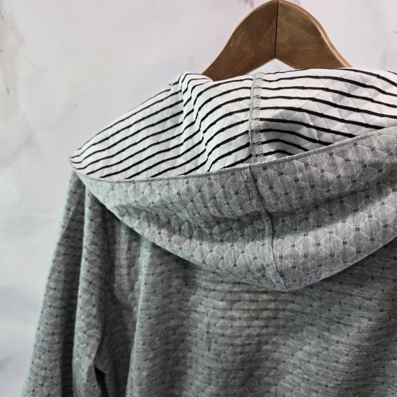 Chicos Jacket Womens XL 3 Gray Hooded Textured Knit Quilted Unstructured Striped - Picture 6 of 11